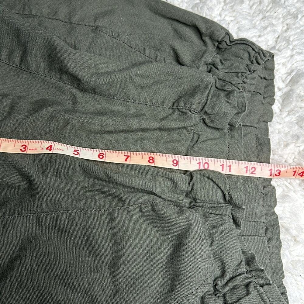 CiSono Linen Collection Olive Green Paperbag Waist Straight Leg PullOn Pant EE13 - Picture 10 of 13